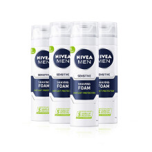 NIVEA MEN Sensitive Shaving Foam Pack of 4 (4 x 200ml) Sensitive Skin Shaving Foam, Shave Gel for Men, Shaving Gel for Irritated &