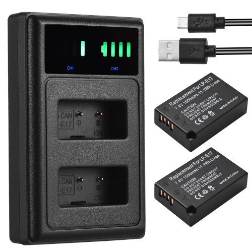 Μπαταρία 7.4V1500mAh για LED-E17, M6, T6i. Καλώδιο USB + 2 τεμάχια. Συμβατό με 760D/800D/8000D