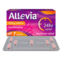 Allevia Hayfever Allergy Tablets, Prescription Strength 120 mg Fexofenadine, 24hr Relief Acts Within 1 Hour, Including Sneezing, W