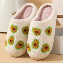 YODETEY Pantoffels van katoen met cartoonfruitprint – Comfortabele, warme pantoffels voor mannen, vrouwen en stellen, dikke zool, geschikt voor