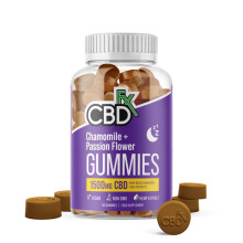CBDfx 1500mg High Strength Vegan Sleep CBD Gummies, 10mg Each of Chamomile, Passionflower and Lemon Balm /25mg CBD per Gummy 60x Bottle (30 Days)