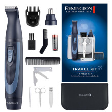 Remington Hygiene Travel Kit with Case (13 Pieces for Hair, Manicure, Pedicure etc., Beard Trimmer, Ear Hair, Facial Hair & Eyebro