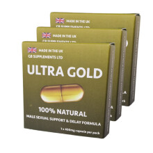3 x Ultra Gold high Strength Capsules with Delay, 100% Herbal Support Supplement for Men! Male Stamina, Endurance Support Formula