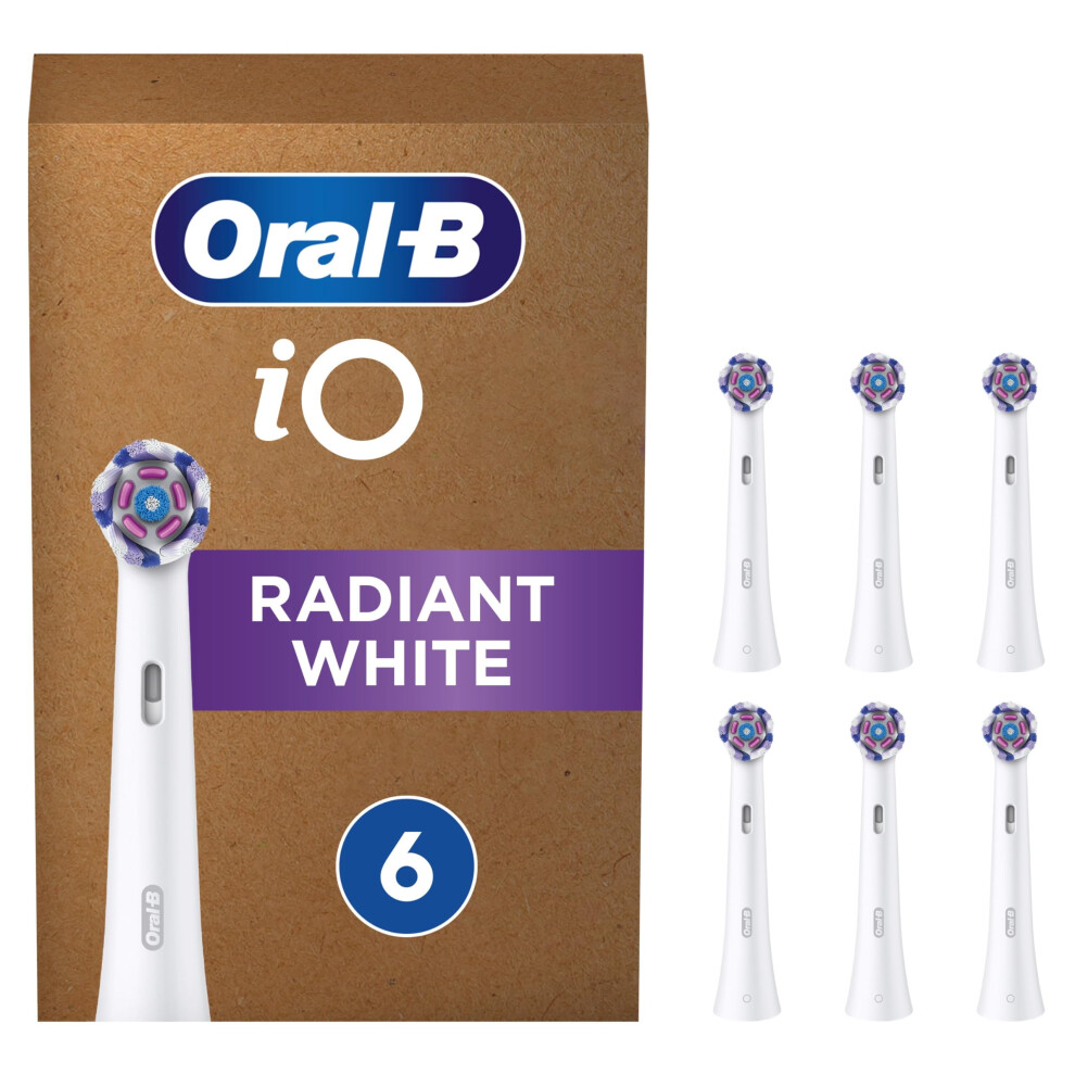 Oral-B Io Radiant Electric Toothbrush Head, Angled Bristles Deeper Plaque Removal, With Polishing Petals For Teeth Ning White