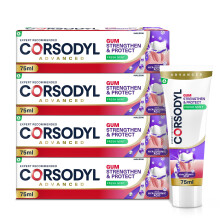 Corsodyl Toothpaste Multipack Gum Strengthen & Protect with Hyaluronic Acid, Fresh Mint, 4x 75ml