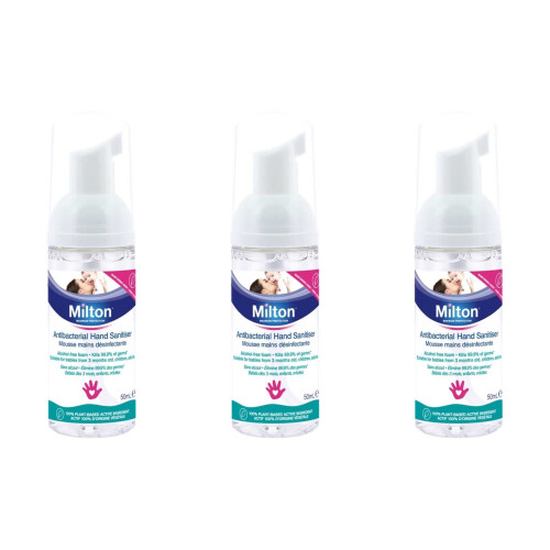 Happy Bees Bundle Milton Hand Sanitiser Antibacterial Mousse 50 ml (3 Pack)