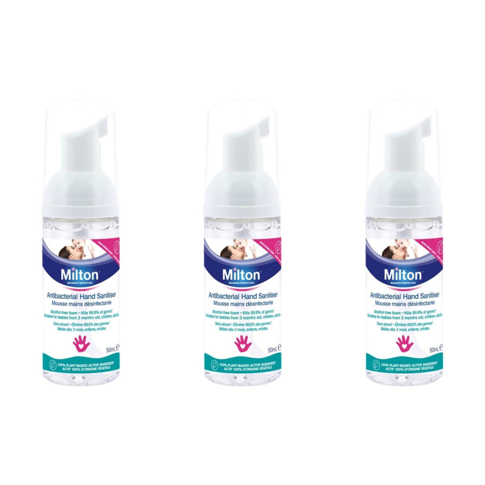 Happy Bees Bundle Milton Hand Sanitiser Antibacterial Mousse 50 Ml (3 Pack)