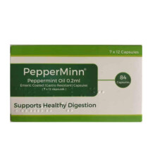 Peppermint Enteric Coated Oil - 84 Soft Gel Capsules (0.2ml Each), Gastro-Resistant Natural Soothing Mint Sealed in Hygienic Blist
