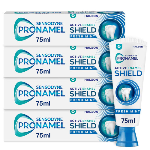 Sensodyne Sensodyne Pronamel Toothpaste Active Enamel Shield, Fluoride Toothpaste for Cavity Protection, Fresh Mint, Toothpaste Multipack, 4