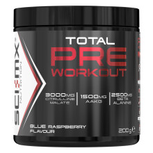 SCI-MX - Total Pre Workout - Blue Raspberry Flavour - 2500mg Beta Alanine 3000mg Citrulline Malate 200mg Caffeine Niacin for