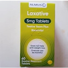 Almus Laxative Tablets 5mg for Ages 12 Years and Older - Pack of 60