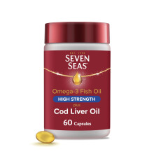 Seven Seas Omega-3 Fish Oil High Strength Plus Cod Liver Oil & Vitamin D, 60 Capsules, 2 Months Supply