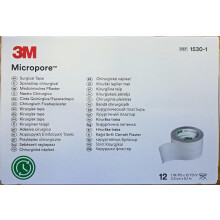 Micropore 1530-1 adhesive bandages 2.5 cm x 9.1m, white (pack of 12)