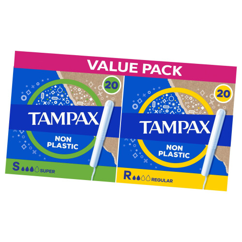 Tampax Super + Tampax Regular Tampons Bundle - 40 Count (20 of Each)