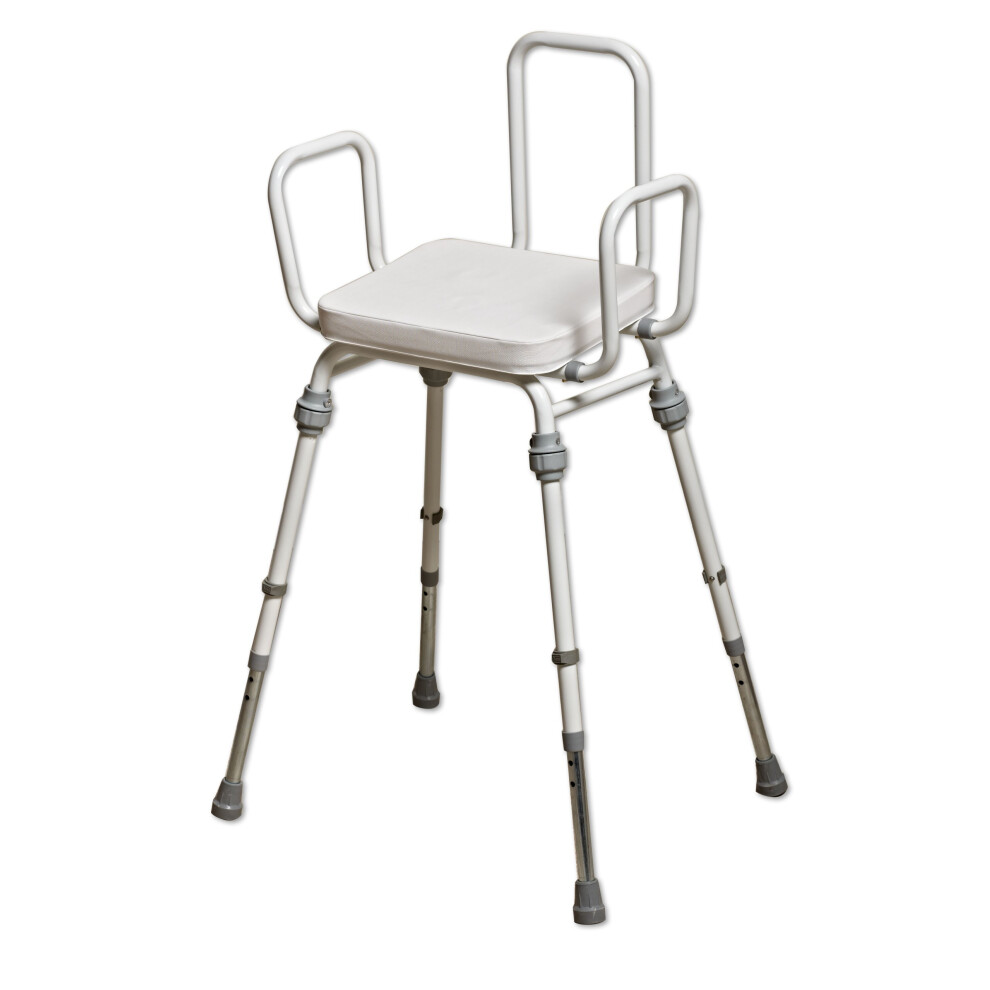 Nrs Healthcare Compact Easy Perching Stool Vinyl M48477 - Modular With Arms And Backrest
