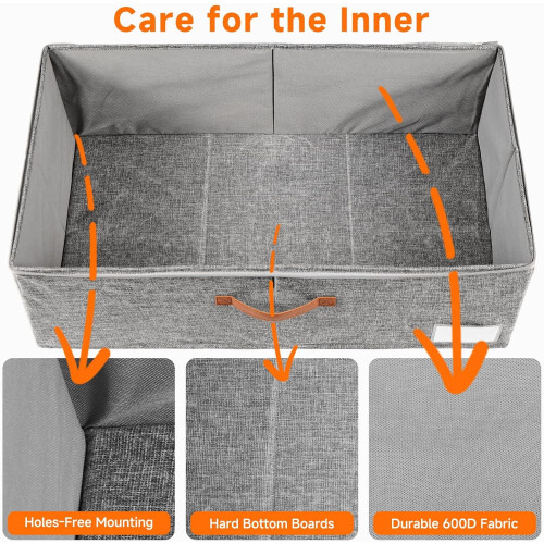 6" Rolling Under-Bed Storage Bins (2-Pack), Clear Lid, for Shoes/Sweaters – Grey, compatible with standard bed frames 2