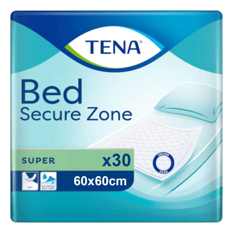 TENA D418005 Bed Super Pad, 60cm x 60cm, Pack of 30