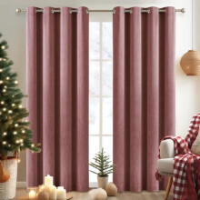 Elegant Burgundy Christmas Curtains, 52x96 Inch, Cotton Blackout & Thermal Insulated Grommet Panels for Living Room/Bedroom – Compatible with