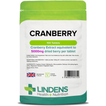 Lindens - Cranberry Juice 5000mg - 100 Tablets - UK Made - Rich in Polyphenols and Antioxidants - Urinary Health Support, Popular