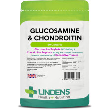 Lindens - Glucosamine & Chondroitin, 60 Capsules - UK Made - Glucosamine Sulphate 2KCl 500mg, Chondroitin 400mg with Copper - Conn