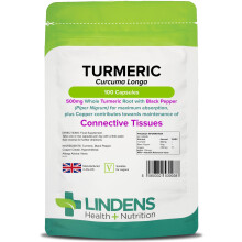 Lindens Turmeric 500mg with Black Pepper - 100 Vegan Capsules | 1-A-Day | UK Manufacturer - 1000mg per Serving | Natural Curcumin