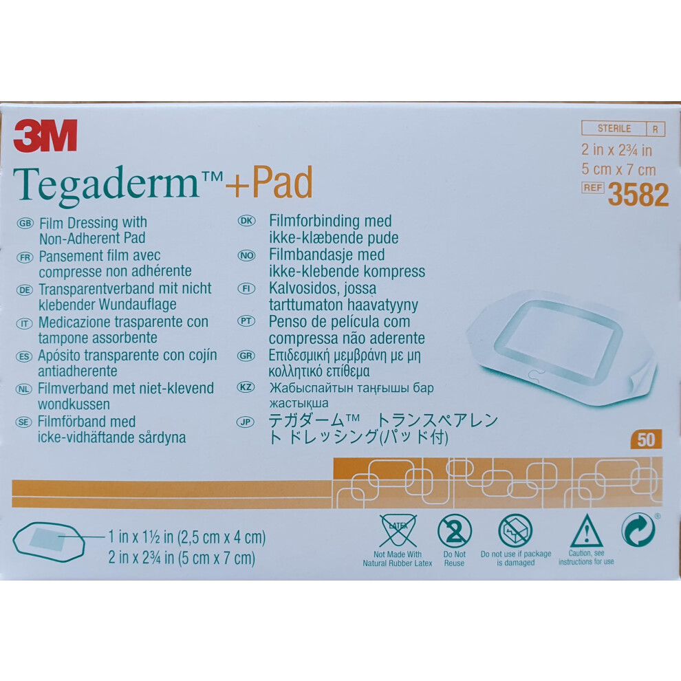 Tegaderm 3582 Bandages, Pad 3M, 5 Cm X 7 Cm (Pack Of 50)