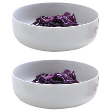 Conjunto de 2 tigelas de cerâmica branca de 6,1 polegadas (15,5 cm), tigelas fundas para jantar de 600 ml, porcelana fina, estilo moderno,