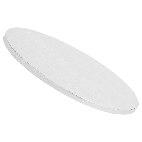 Bolo redondo caseiro feito de papel alumínio e papelão ondulado prateado, 40 cm (16 polegadas) 1
