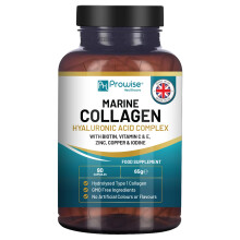 Marine Collagen with Hyaluronic Acid 1100mg | 90 Collagen Capsules High Strength for Women & Men | Vitamins C, E, B2, Biotin, Copp