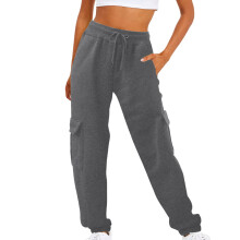 lulshou Pantaloni cargo da donna alla moda con tasche, allacciatura alla caviglia, coulisse, salopette casual da lavoro