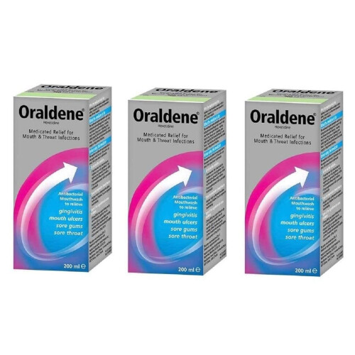 Oraldene Hexetidine Antibacterial Mouthwash, 3 Pack, 200 ml