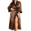 Women's leopard print long sleeve open front bathrobe plus 1