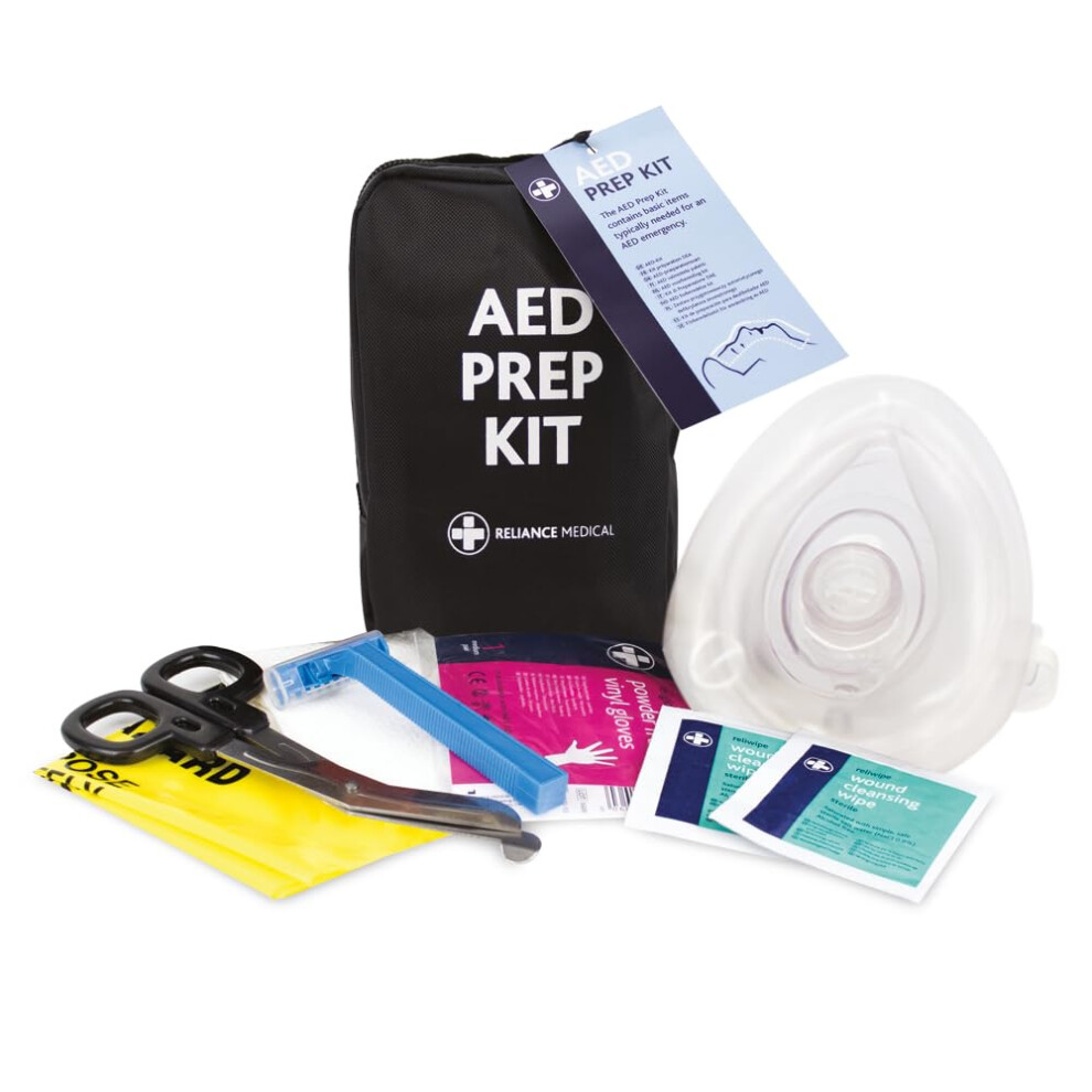 Reliance Medical Black Aed Emergency Prep Kit For Emergencies, Essential Items For Defibrillator Use, Compact Bag With Belt Loop,