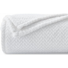 Flannel Fleece Throw Blanket King Size White