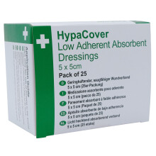 Safety First Aid Group HypaCover Low Adherent Dressing Pads for Wounds Absorbent Dressing, 5x5cm (Pack of 25)