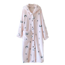 Women's Cotton Cartoon Print Hooded Pajama Dress with