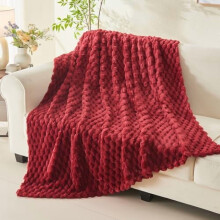Super Soft Red Throw Blanket, 350GSM Silky Flannel Fleece, 3D Clouds Jacquard, All-Season Lightweight Bed Blanket (50"x60")