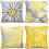 Conjunto de 4 capas de almofada decorativas amarelas de linho, 40x40 cm (16x16 polegadas) – Estilo rústico, boho, para áreas externas e 1