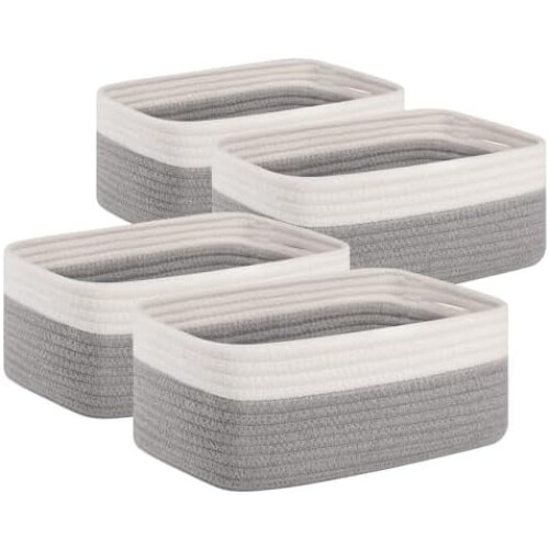 4-Pack Cotton Shelf Baskets 30 x 20 x 12 cm