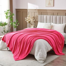 Super Soft Queen Blanket in Dark Rose Red – Silky Flannel Fleece, Leaves Pattern, Lightweight & All-Season (90"x90")
