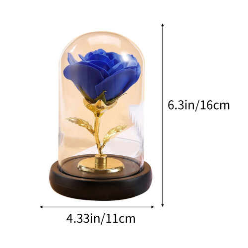 Blue Eternal Rose in Glass Dome with LED Night Light 2