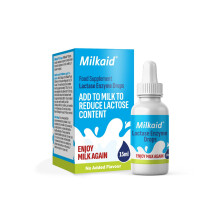 Milkaid Lactase Enzyme Drops 15ml – Lactose Intolerance Relief – Reduces Milk Lactose – Unflavoured