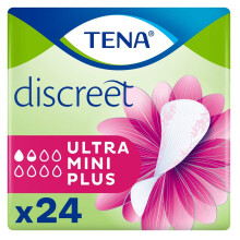 TENA, Discreet Incontinence Pads Ultra Mini Plus, White, Pack of 24, 1 Count