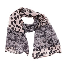 Dames sjaal met luipaardprint van zachte chiffon, lang, H6W2
