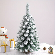 Beflockter Weihnachtsbaum mit Schneelandschaft – Tischdekorationsset für die Feiertage, kompatibel mit Winter- und Weihnachtsdekorationen