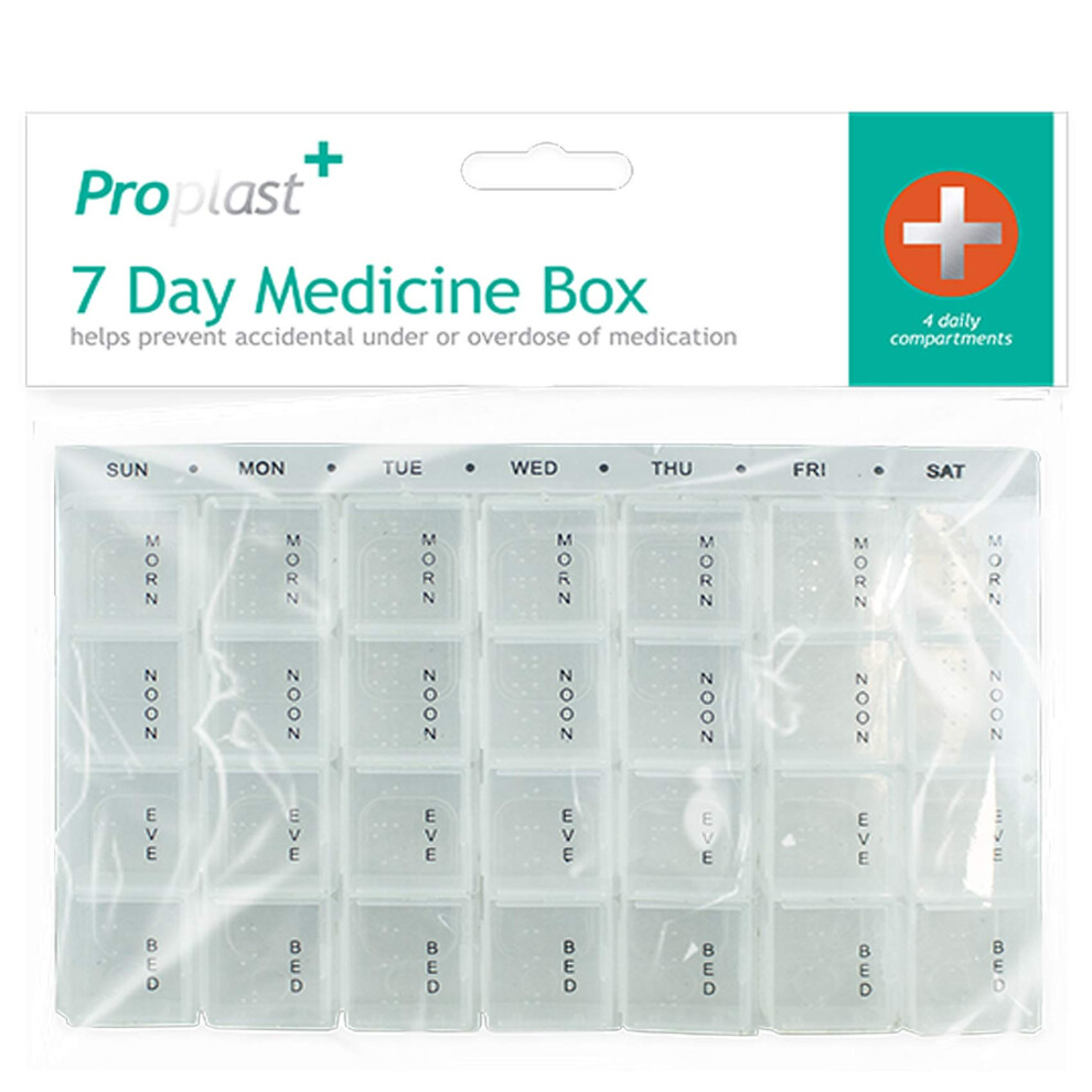 Proplast Medicine Pill Box Organiser Daily Weekly Tablet Storage 7 Days Dispenser Supplements Vitamins Compartments Travel Week Uk Free P&P