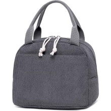 Lancheira térmica unissex em veludo cotelê, ideal para o trabalho, piquenique ou viagens. Espaçosa e reutilizável, perfeita para levar seu