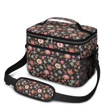 Lancheira térmica floral para homens e mulheres – à prova de vazamentos, alça ajustável, 25,4 x 17 x 20,3 cm, compatível com lancheiras