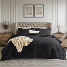 Edredom de Solteiro - Edredom de Solteiro XL Ultramacio para Decoração de Quarto Moderno, Edredom Leve para Todas as Estações, Colcha Preta 173 x