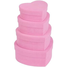 Boîtes cadeaux gigognes en velours rose en forme de cœur avec couvercles (lot de 4) – Idéales pour la Saint-Valentin, Noël, les mariages, les